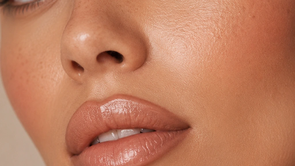 A close view of clear, even facial skin in soft natural light.
